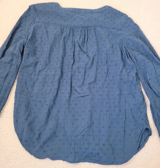 [139] LOFT Petite  Blue Button-Up  Blouse - Picture 5 of 8